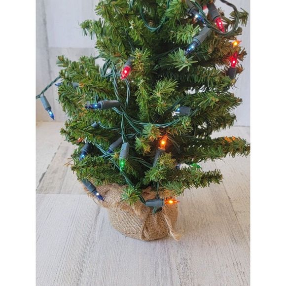 Mini multicolor Christmas tree burlap sack home decor figure - Picture 6 of 11